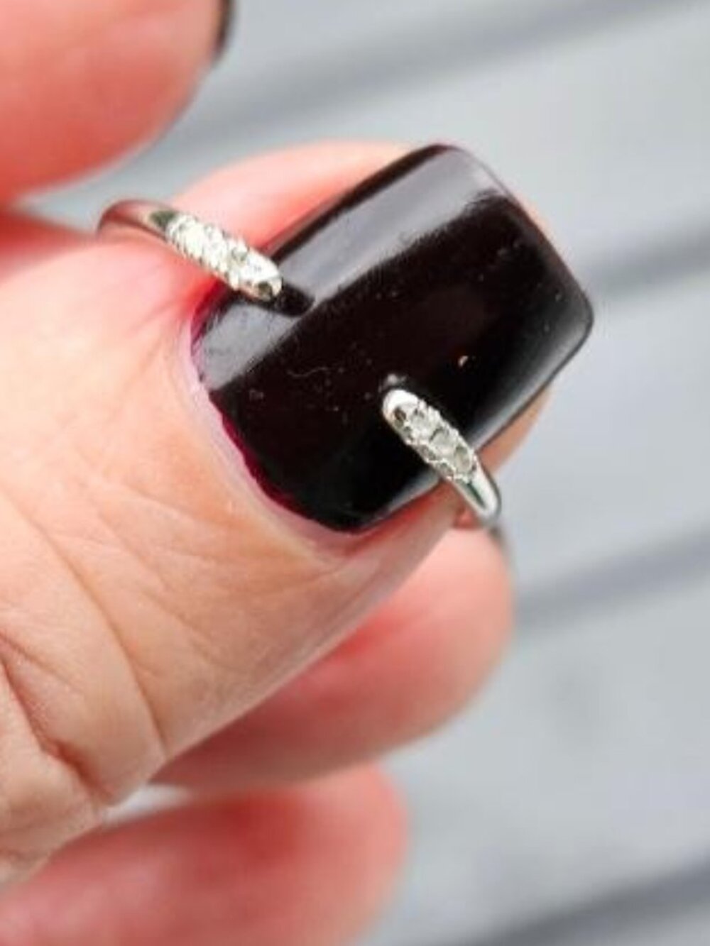 Silver Open Slim Stackable Ring - Picture 2 of 8